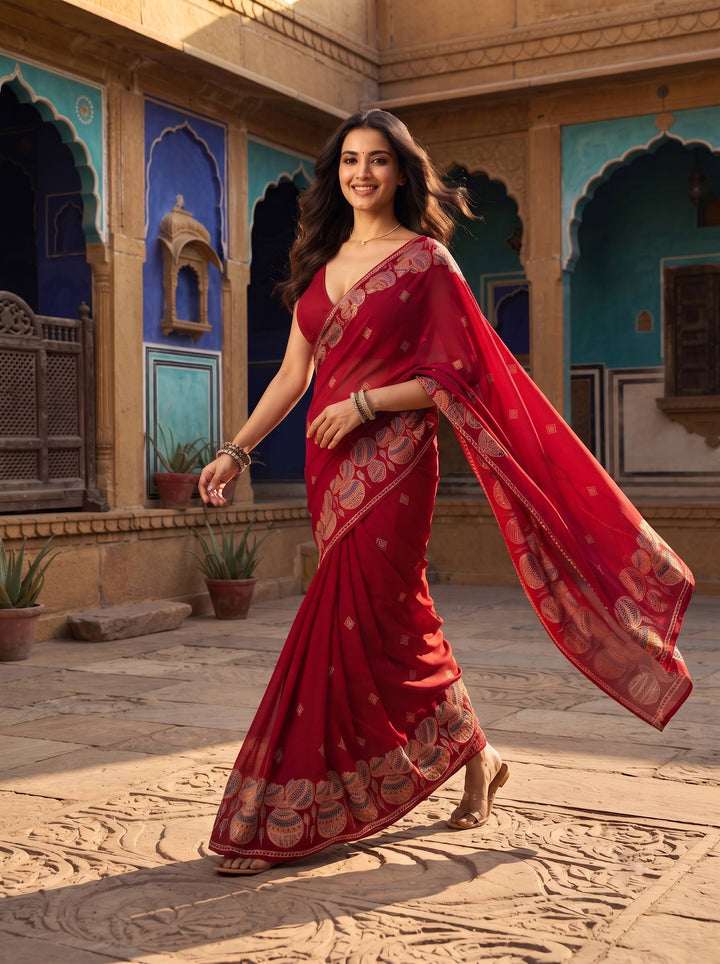 TRADITIONAL RED SAREE