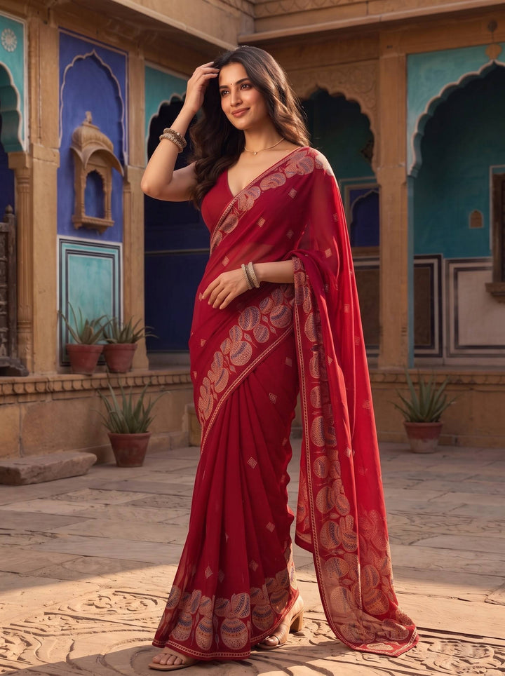 TRADITIONAL RED SAREE