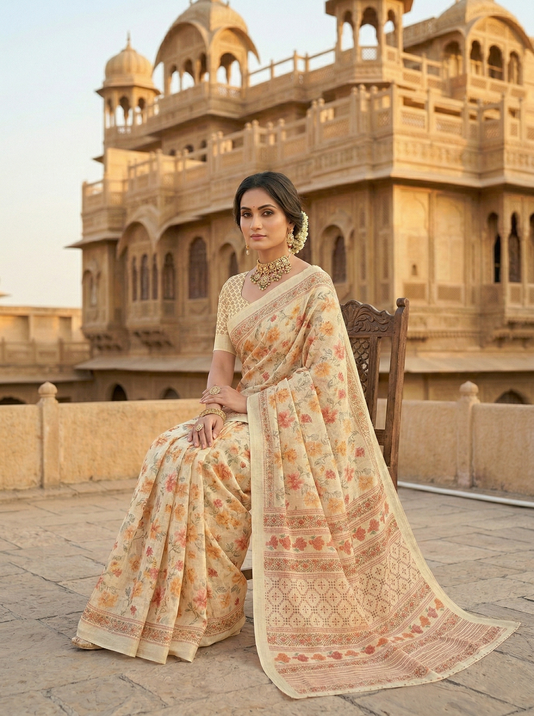 GHUNGHAT PRINTED SAREE