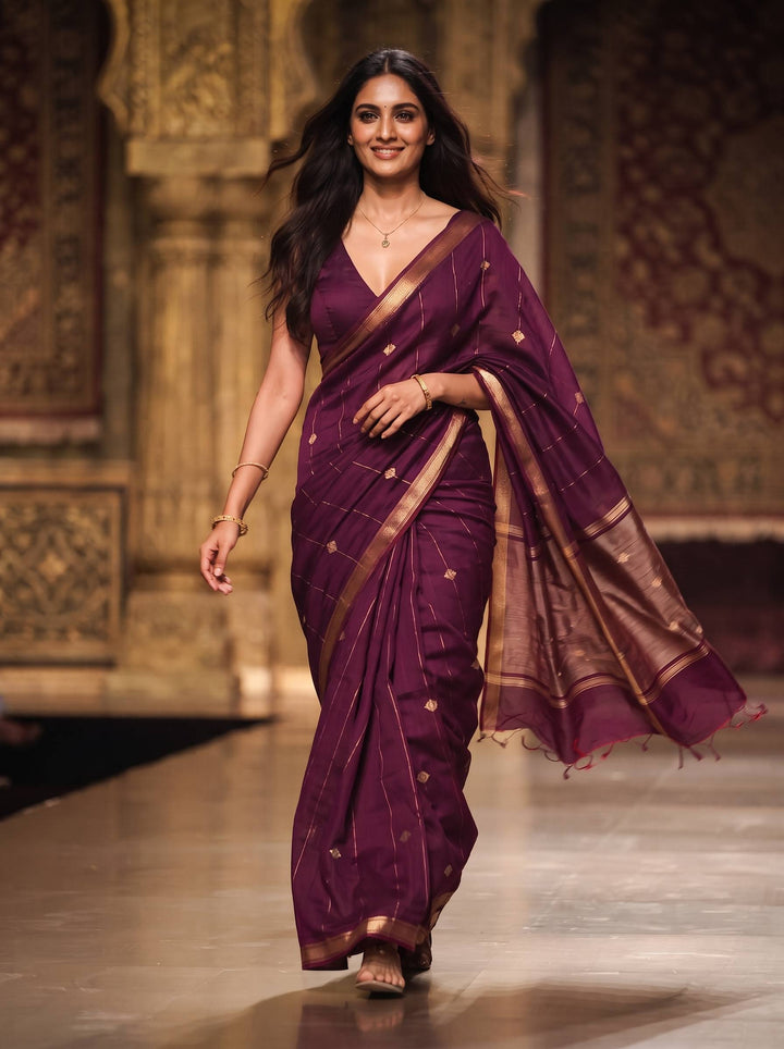 MAHESHWARI PAITHANI MAROON SMALL BORDER