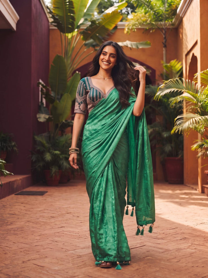 CRUSH TRENDING DARK GREEN SAREE