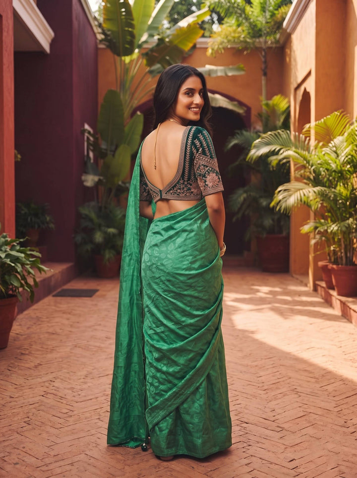CRUSH TRENDING DARK GREEN SAREE