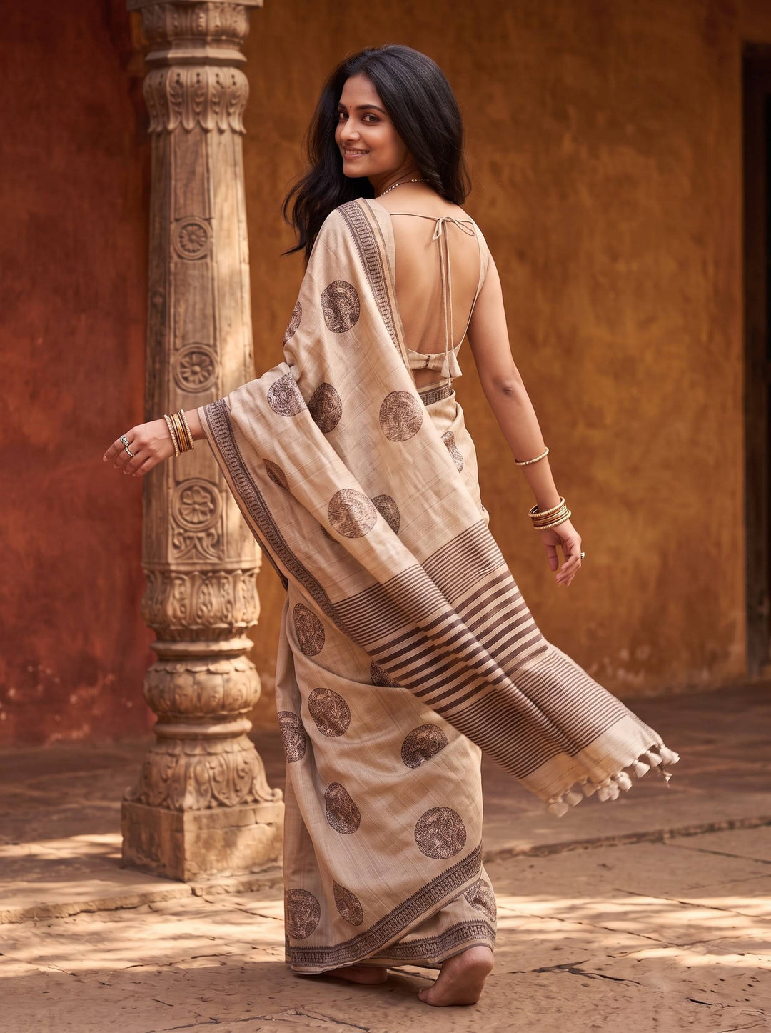 BROWN OREO WARLI WEAVE