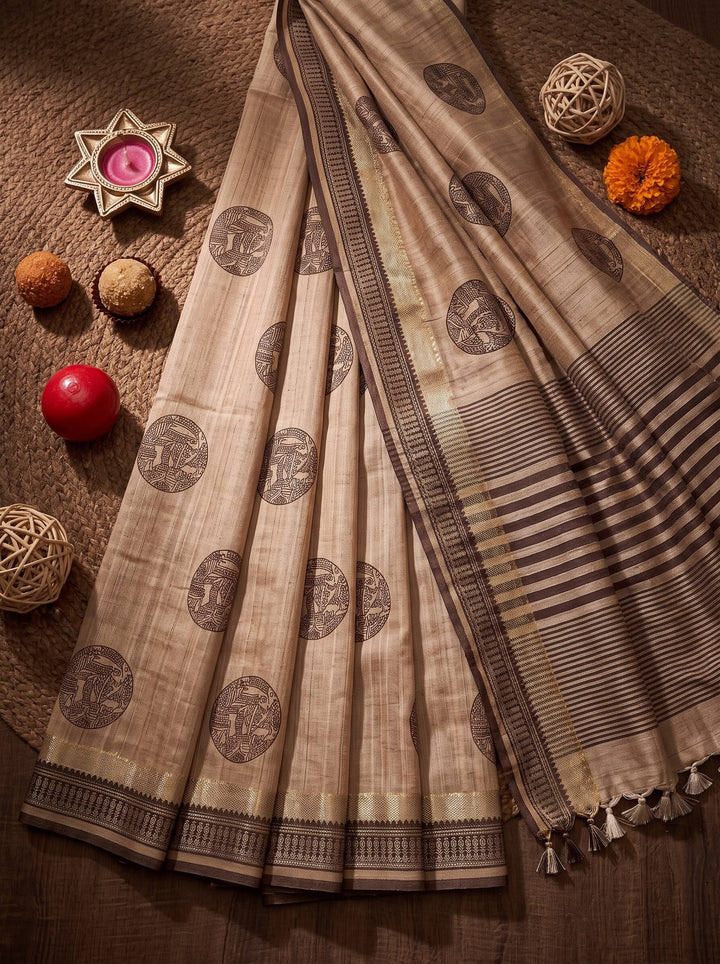 BROWN OREO WARLI WEAVE