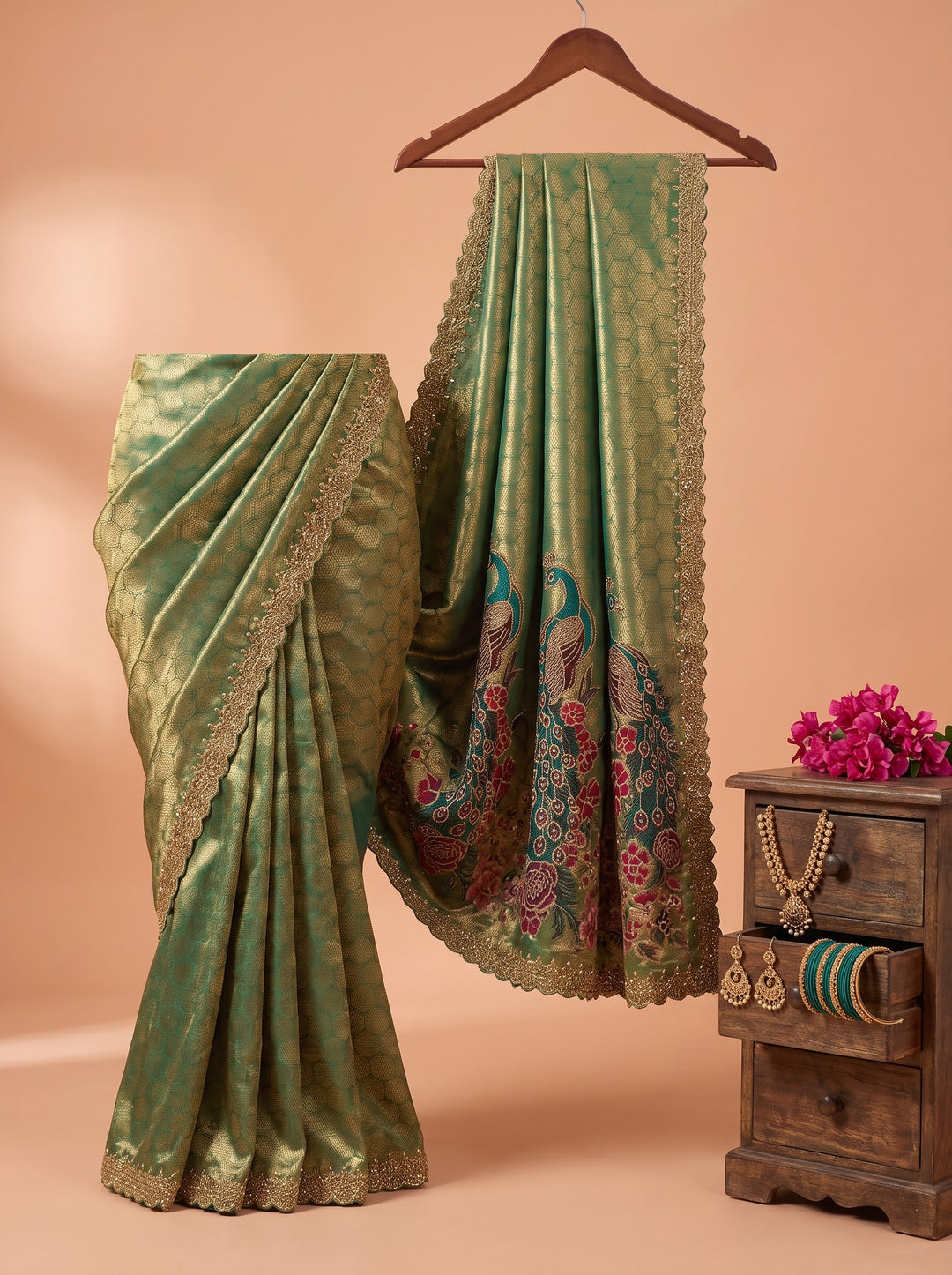 Elegant Peacock Weaving Saree