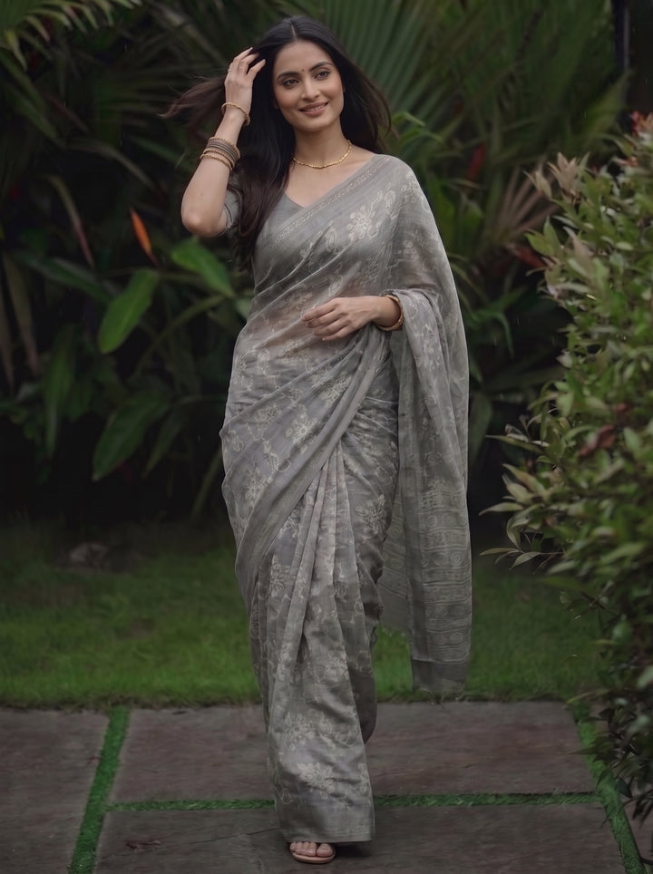 Ink Blossom Saree