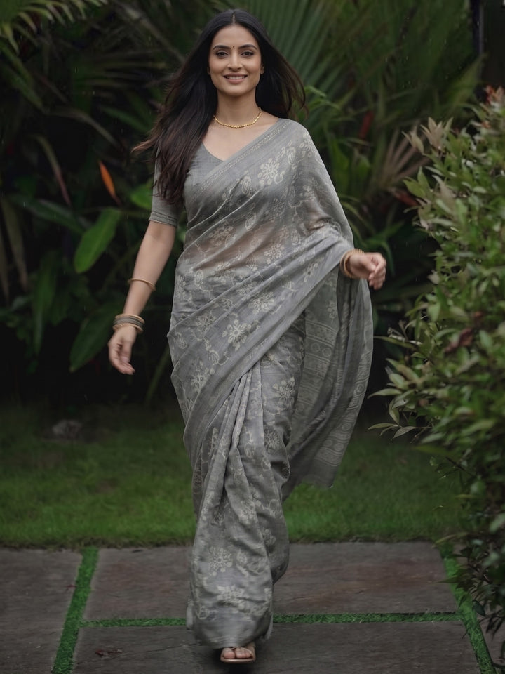 Ink Blossom Saree