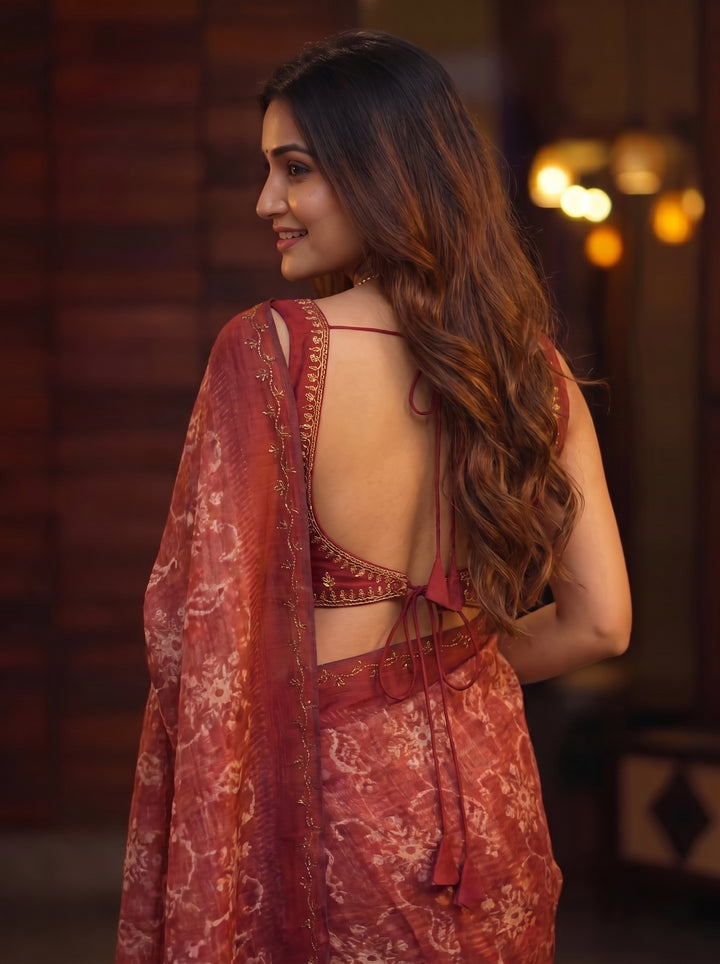 Ink Blossom Saree