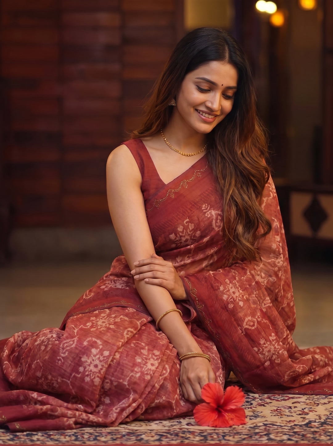 Ink Blossom Saree