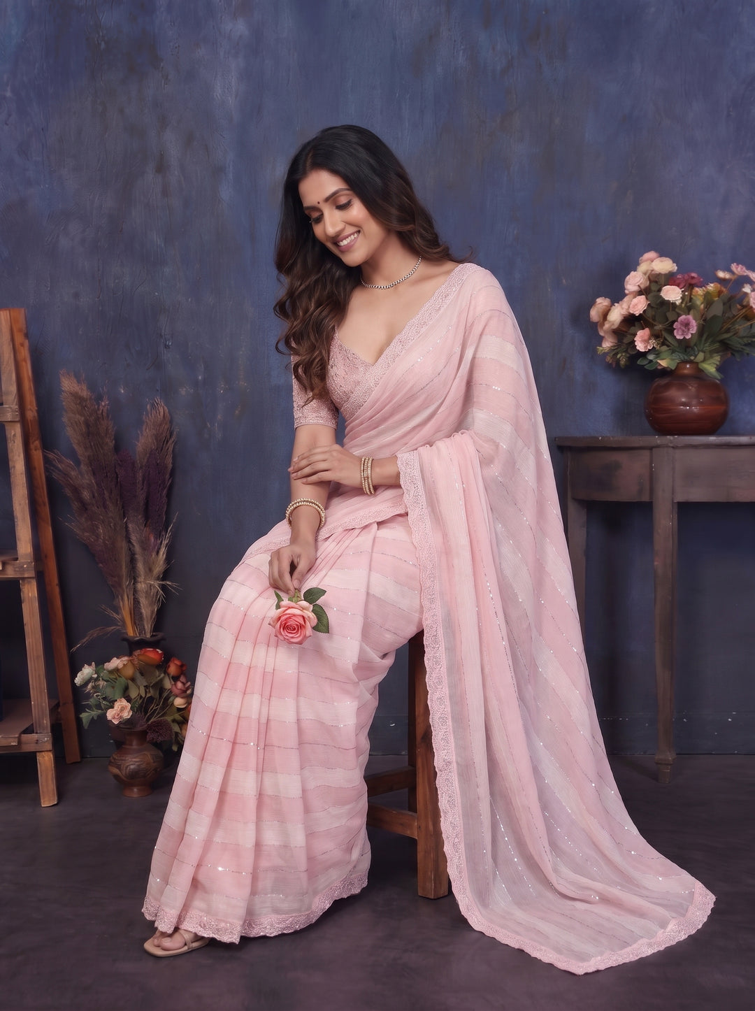 Swarovski Work Saree