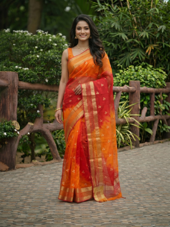 LIGHT PINK GEORGETTE LEHERIYA PRINT SAREE WITH GOLDEN BUTTI WORK & ZARI BORDER | SOFT ART SILK FESTIVE WEAR SAREE WITH UNSTITCHED BLOUSE PIECE