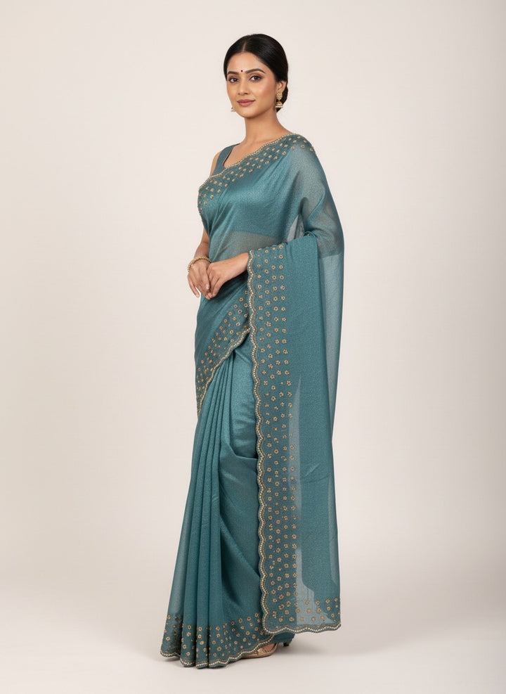 Scalloped Sequin Saree