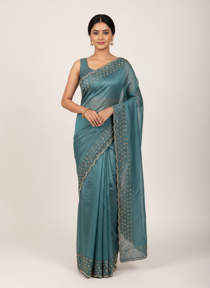 Scalloped Sequin Saree