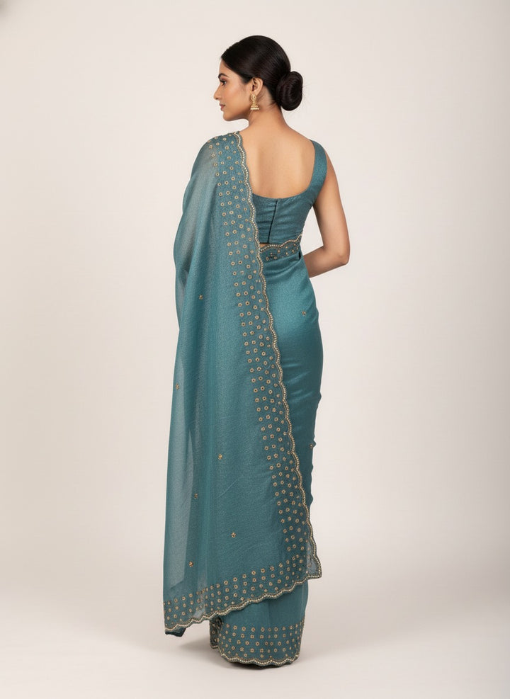 Scalloped Sequin Saree