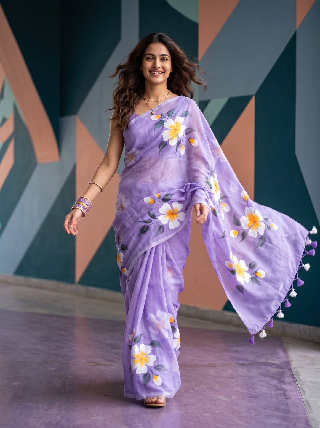 MUL COTTON BREEZE LAVENDER SAREE