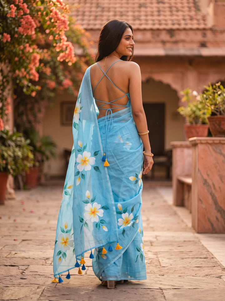 MUL COTTON BREEZE BLUE SAREE