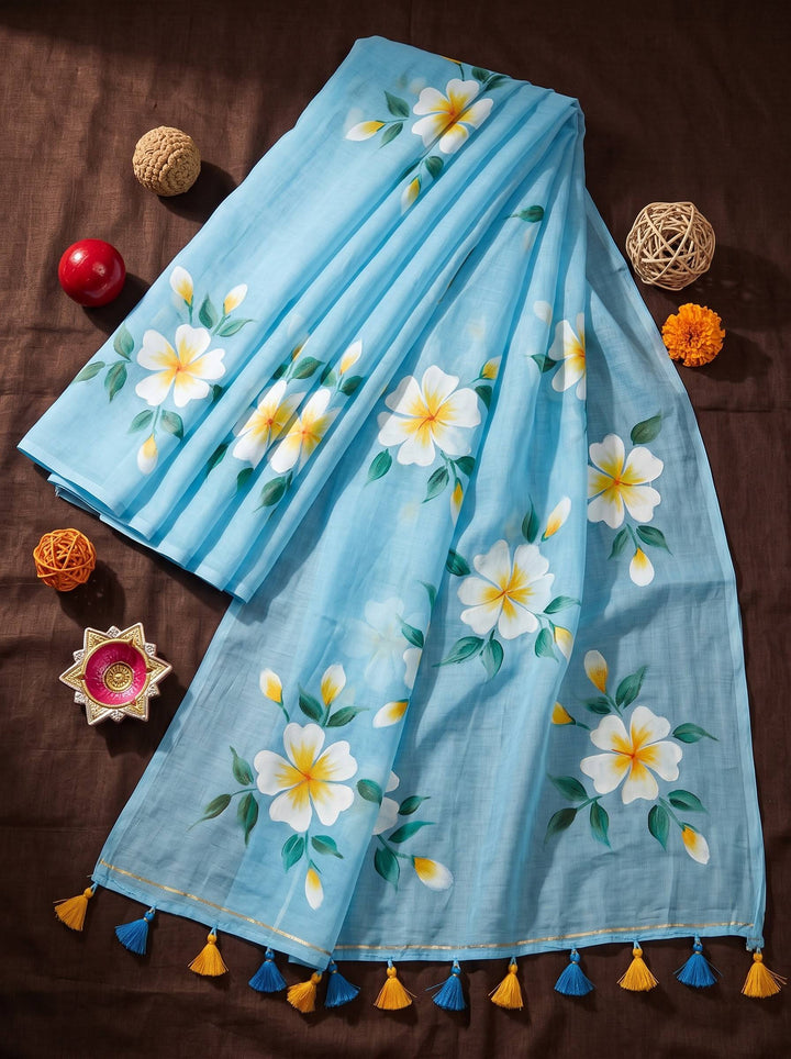 MUL COTTON BREEZE BLUE SAREE