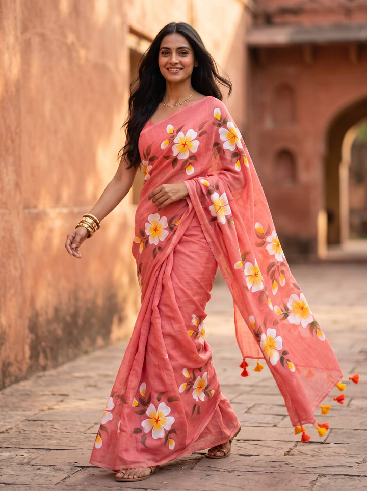 MUL COTTON BREEZE RED SAREE