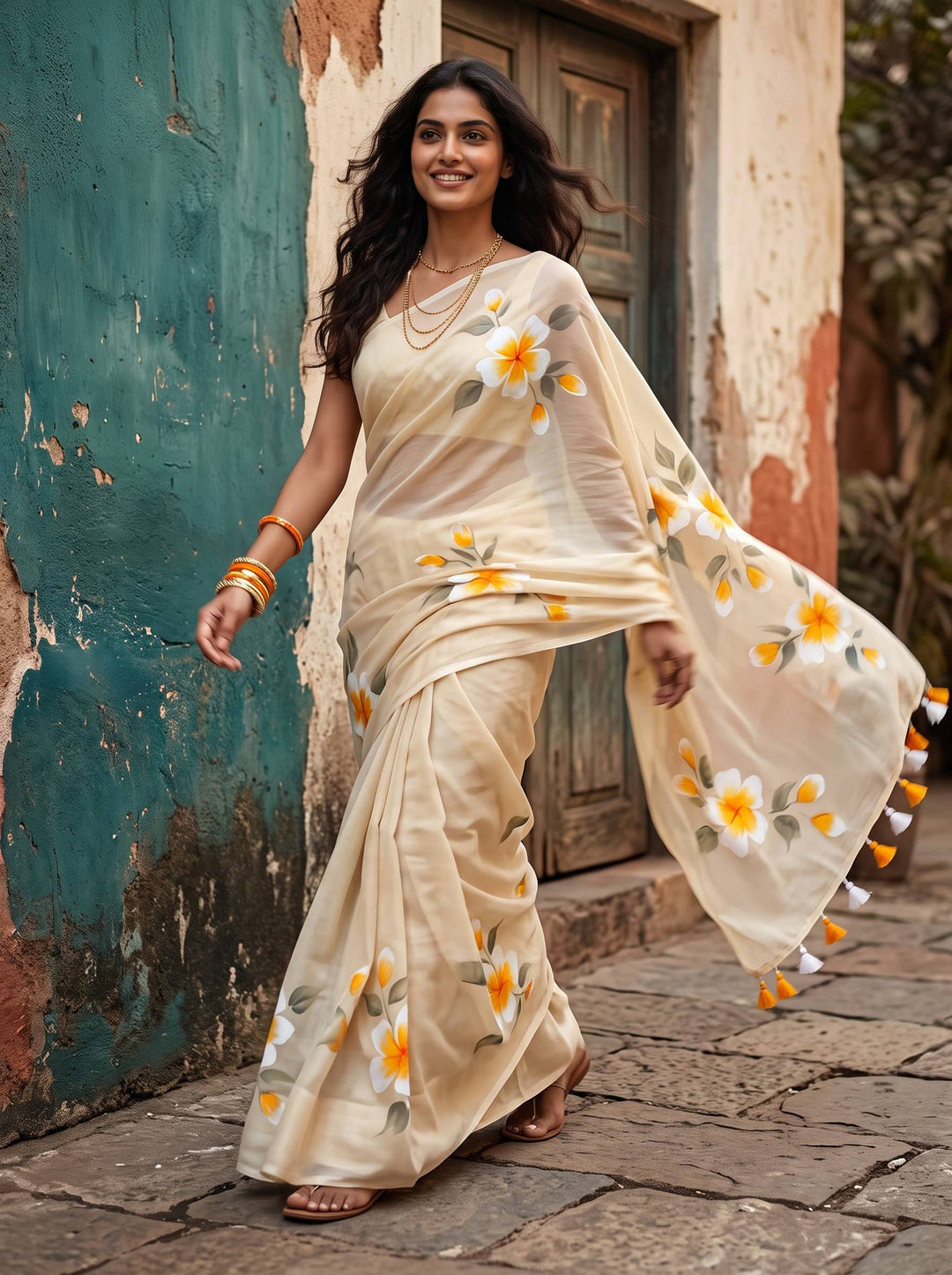 MUL COTTON BREEZE PEACH SAREE