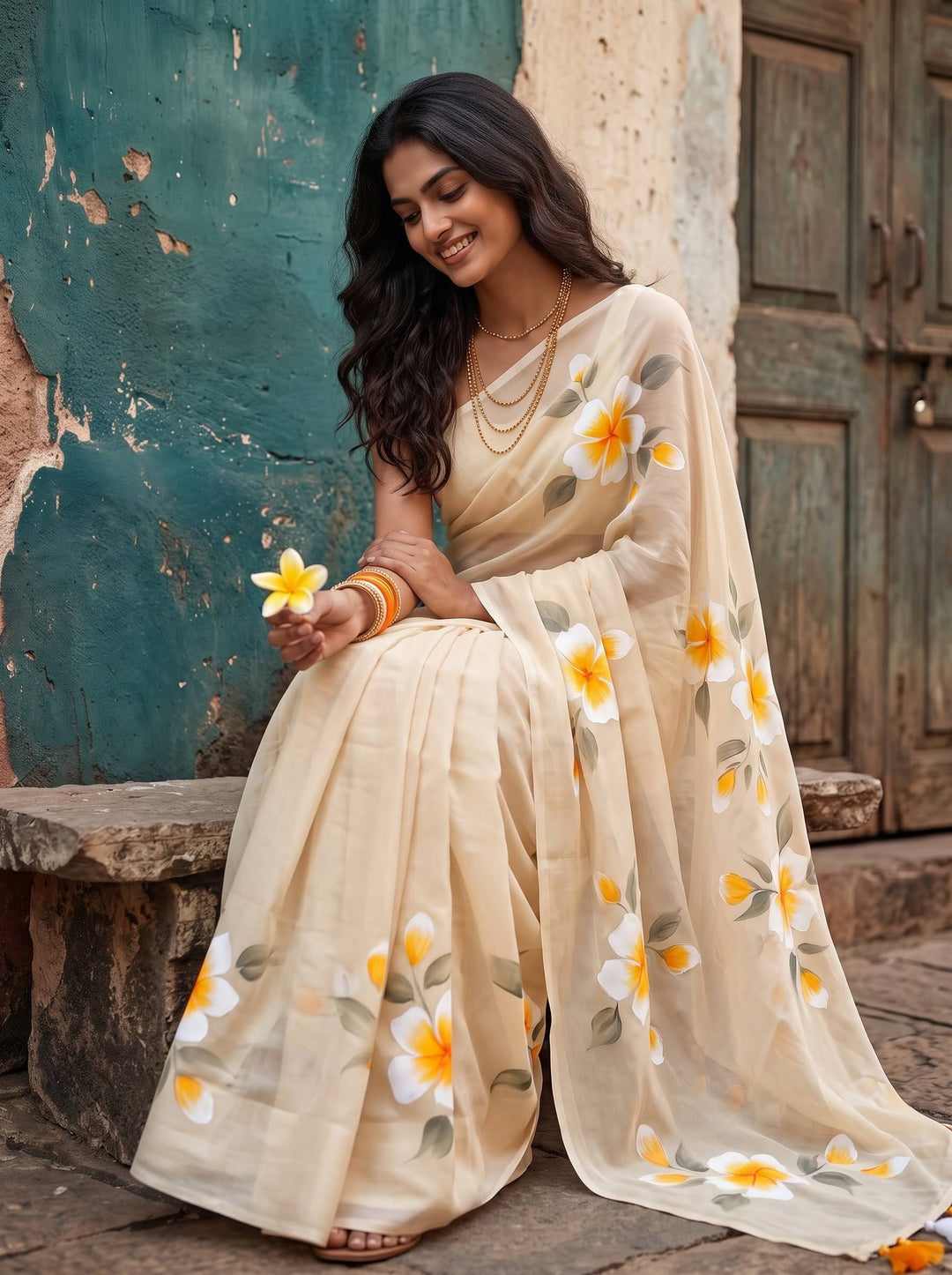 MUL COTTON BREEZE PEACH SAREE
