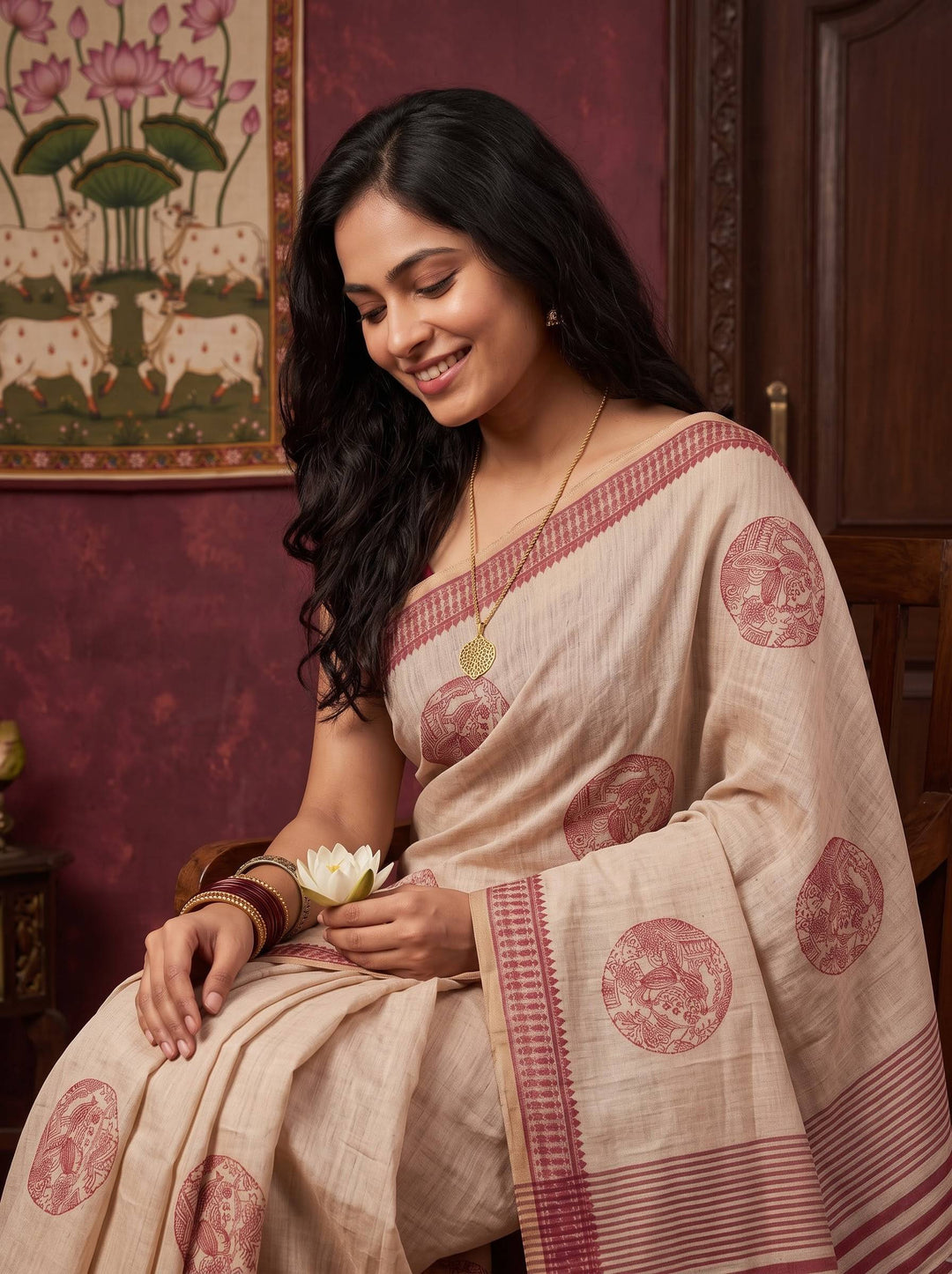MAROON OREO WARLI WEAVE