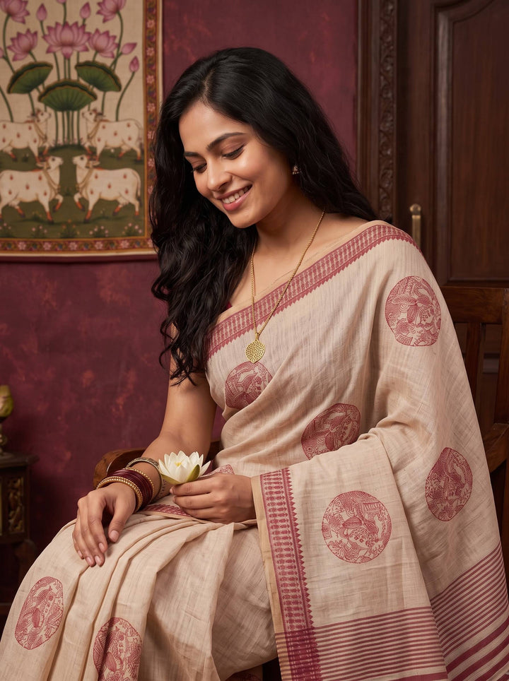 MAROON OREO WARLI WEAVE