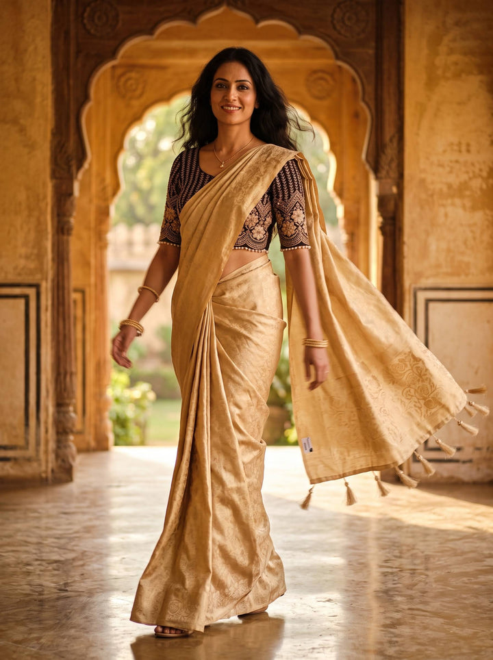 CRUNSH TRENDING PEACH SAREE