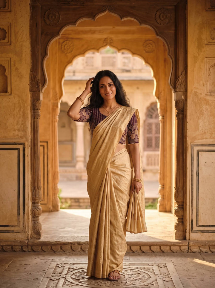 CRUSH TRENDING PEACH SAREE