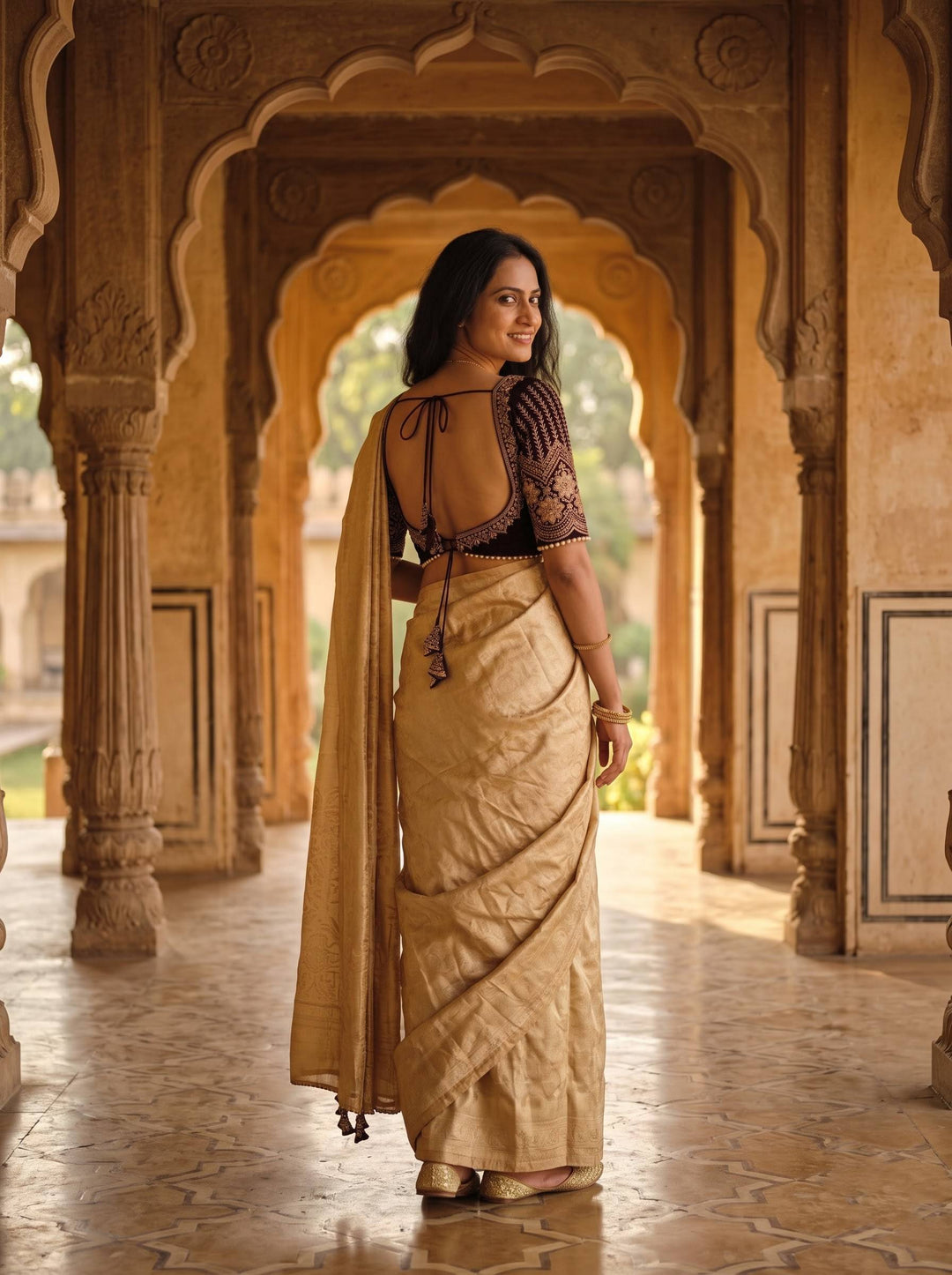 CRUSH TRENDING PEACH SAREE