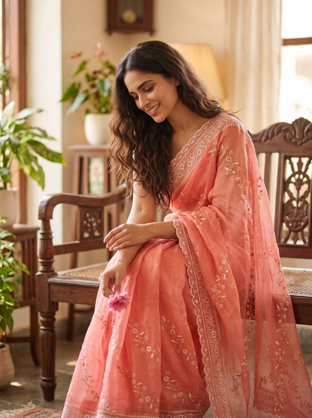 MEERA ETHNIC NET DARK PINK SAREE