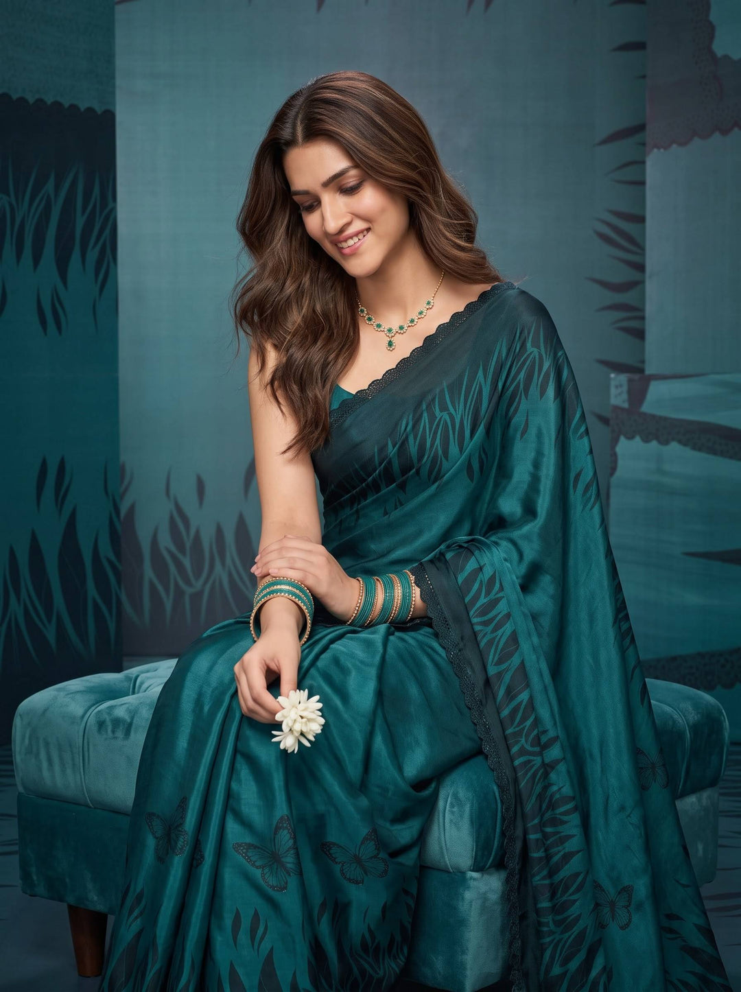 EMERALD GLOW DARK BLUE SAREE