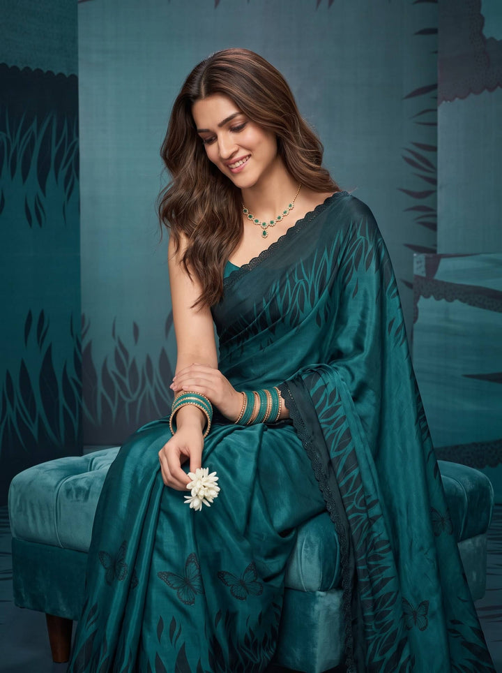 EMERALD GLOW DARK BLUE SAREE