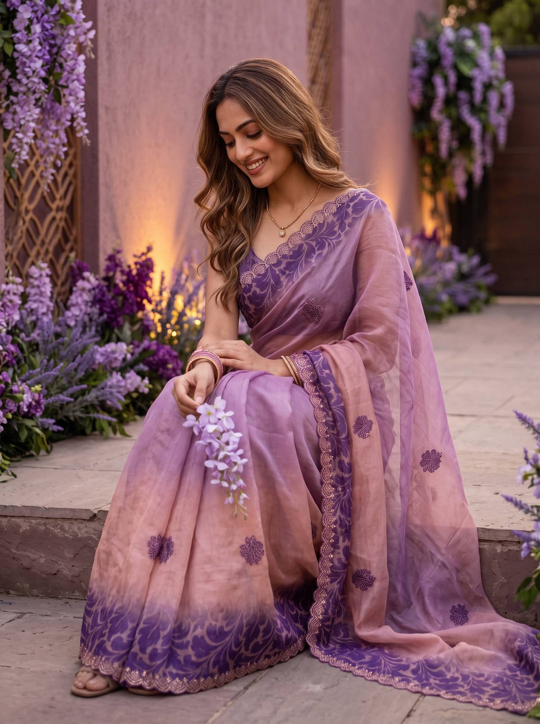 AURA STONE DARK LAVENDER SAREE