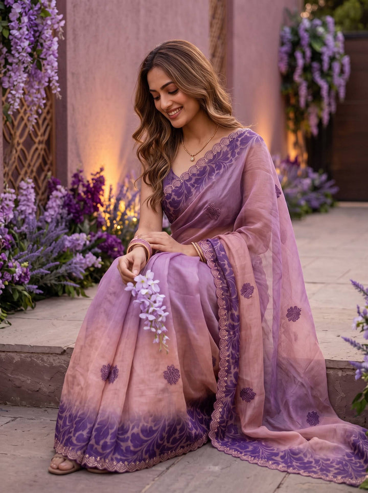 AURA STONE DARK LAVENDER SAREE