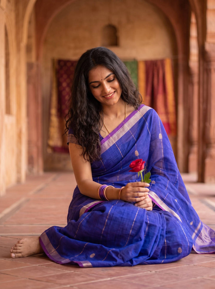 MAHESHWARI PAITHANI LAVENDER SMALL BORDER