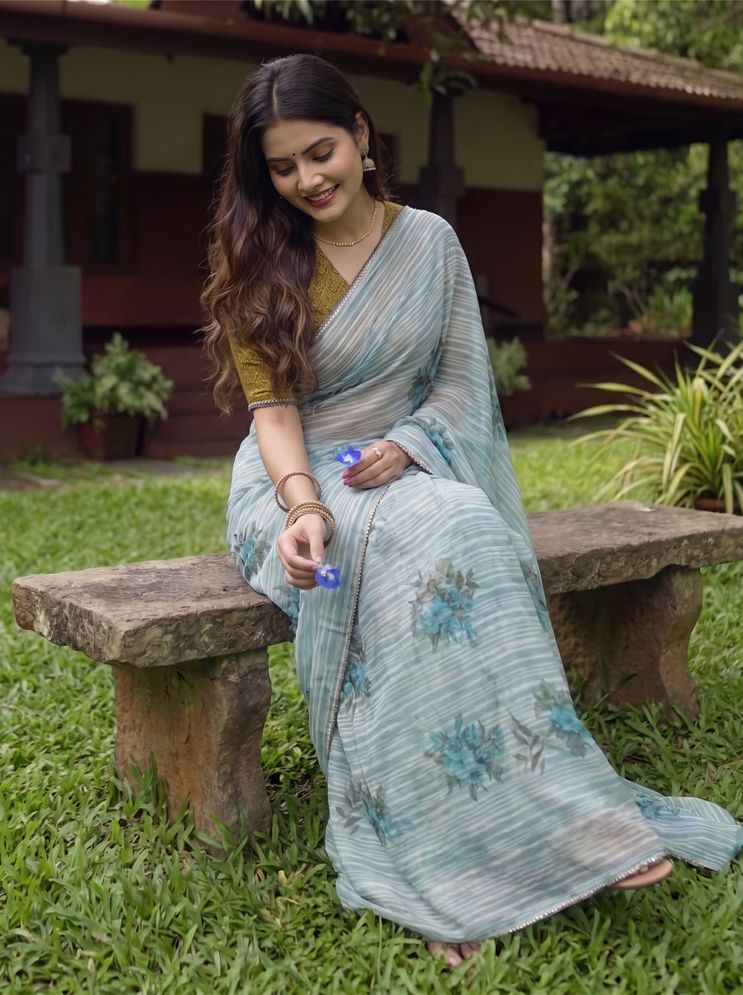 Sunset Jasmine Saree