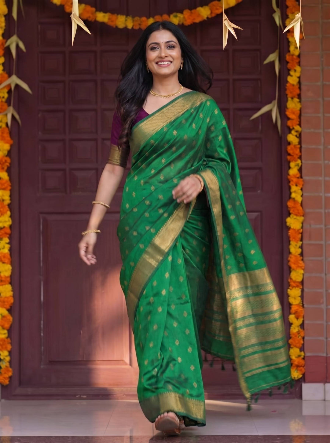 Acrylic Satil All Over Moving Colour Saree