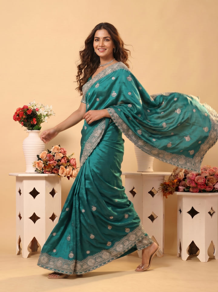 ROYAL PEACOCK BUTTI SAREE