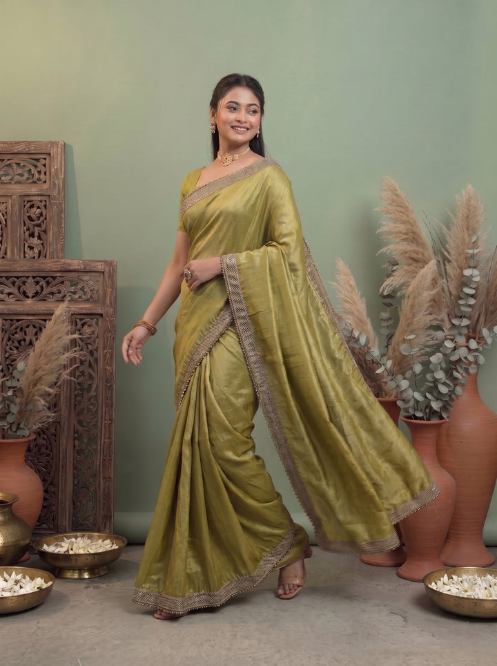 STUNNING METALLIC DARK GREY SHIMMER SAREE | CHARCOAL BLUE DUAL-TONE DESIGNER ETHNIC WEAR