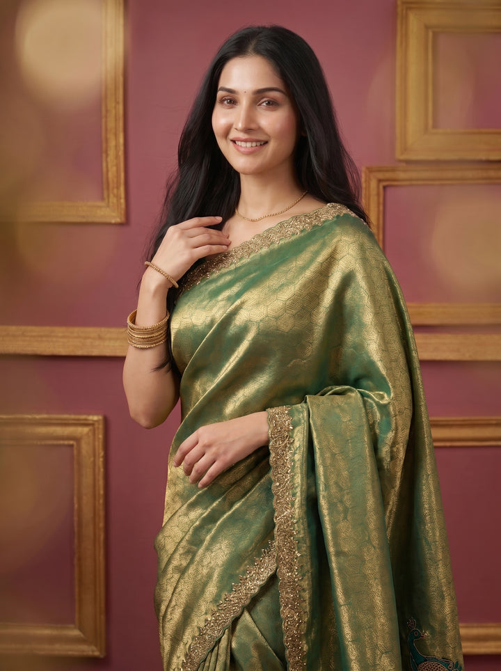 Elegant Peacock Weaving Saree