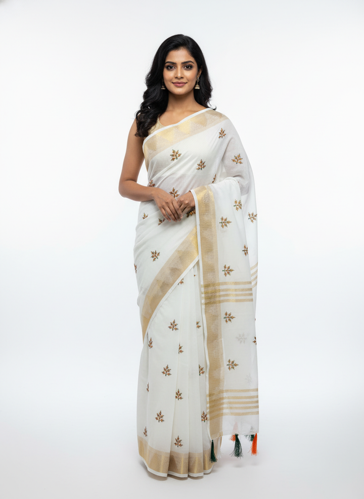 Tiranga Flower White with Blouse