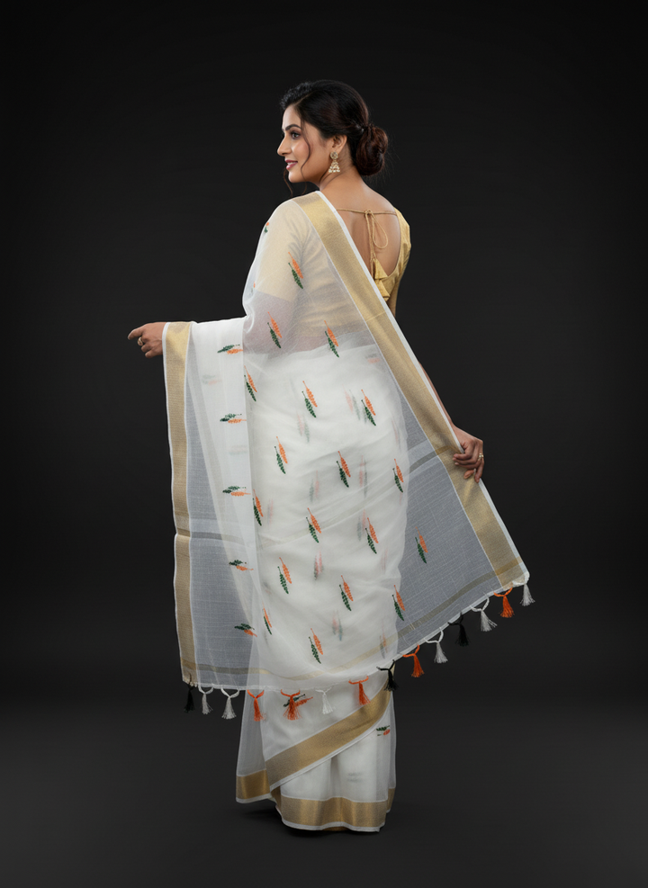 Tiranga Leaf White with Blouse