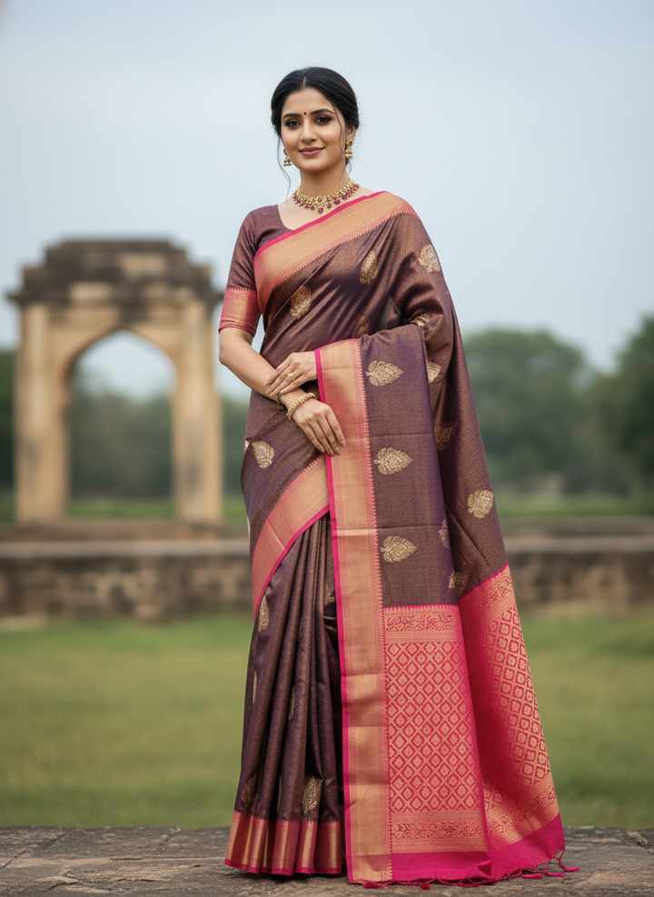 GANAGA SWAROVSKI BLOUSE WORK SAREE 7799