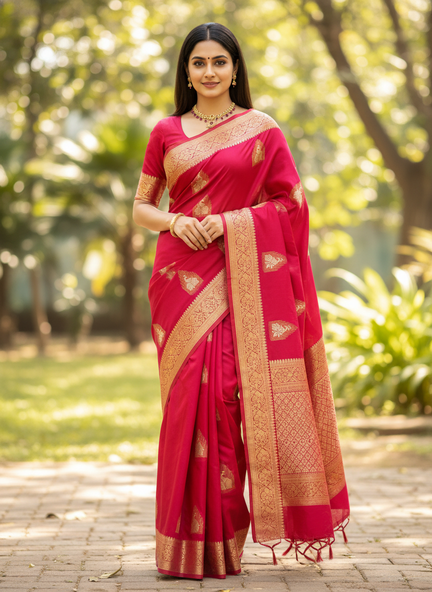GANAGA SWAROVSKI BLOUSE WORK SAREE