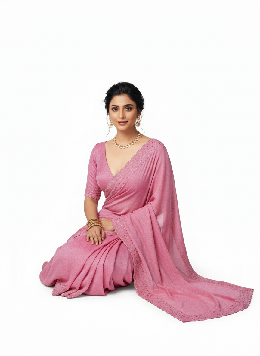 Scalloped Sequin Saree