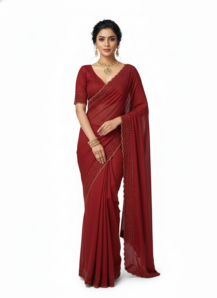 Scalloped Sequin Saree