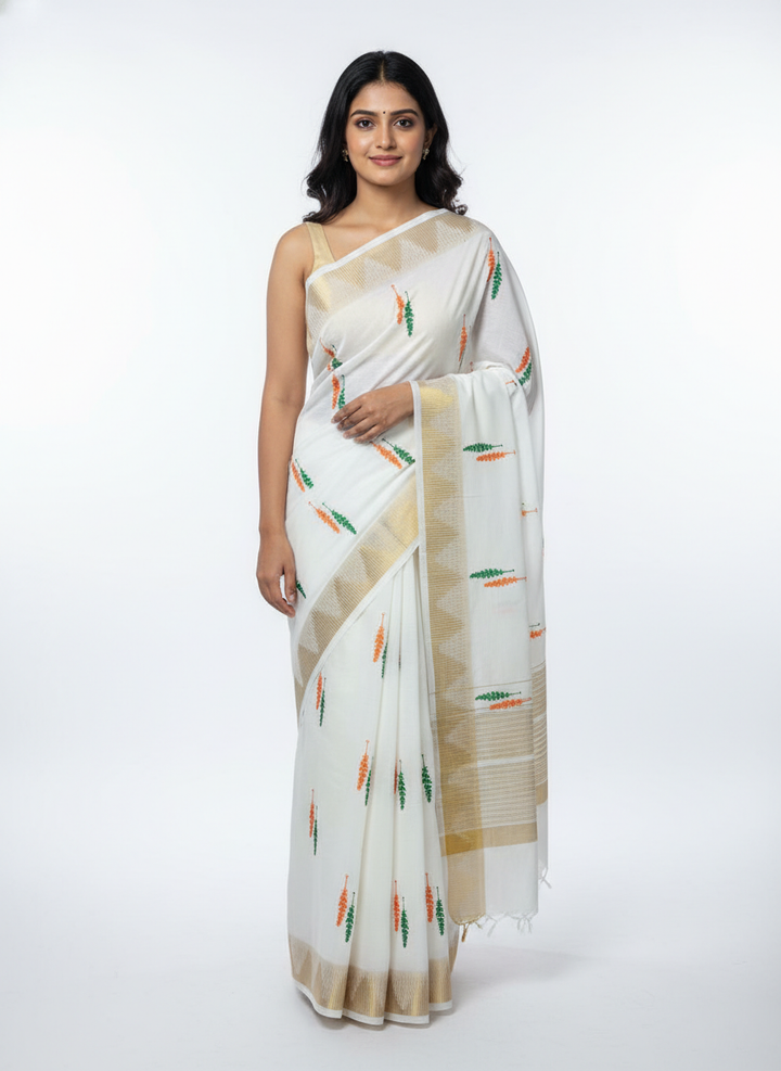 Tiranga Leaf White with Blouse