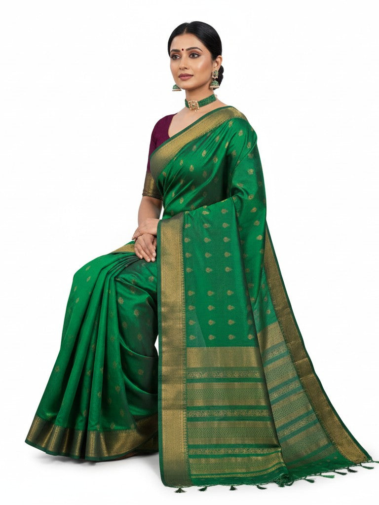 Acrylic Satil All Over Moving Colour Saree