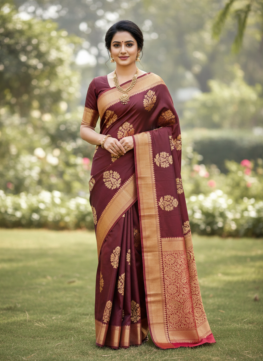 GANAGA SWAROVSKI BLOUSE WORK SAREE 7799
