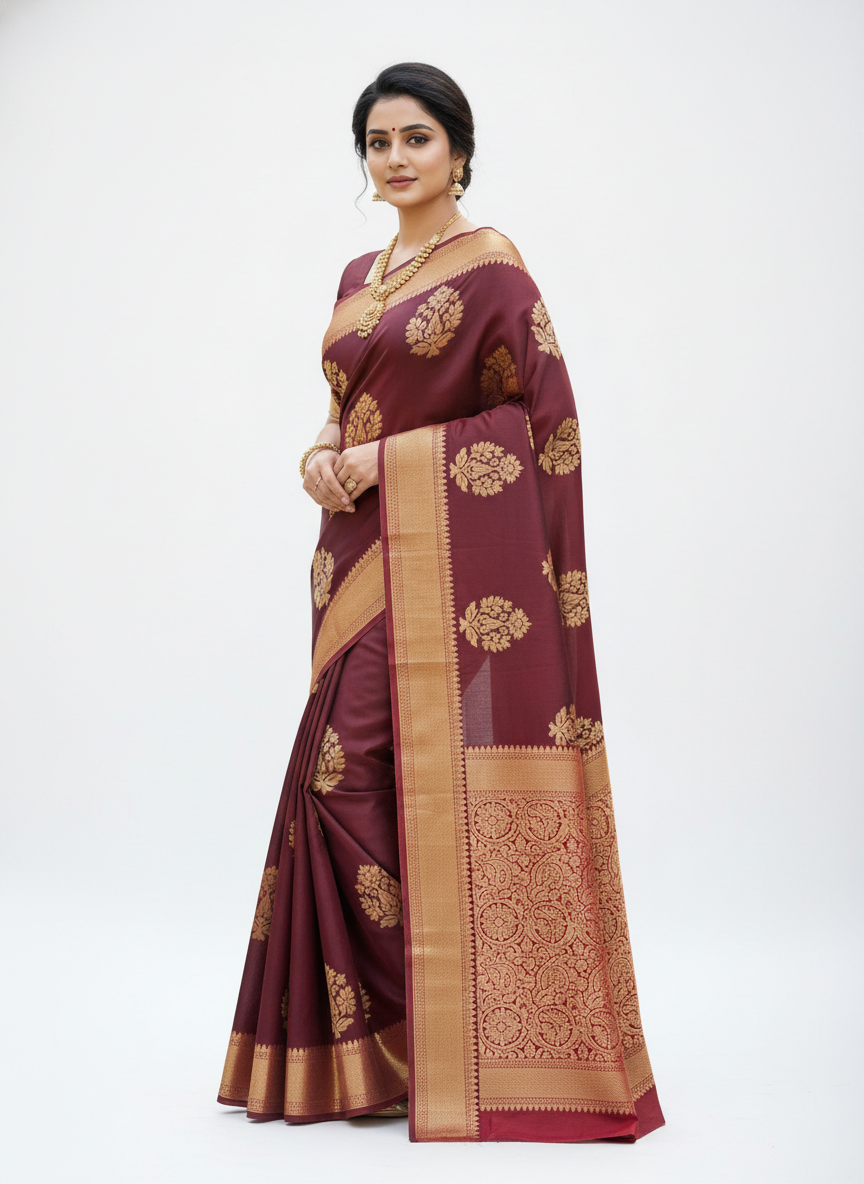 GANAGA SWAROVSKI BLOUSE WORK SAREE 7799